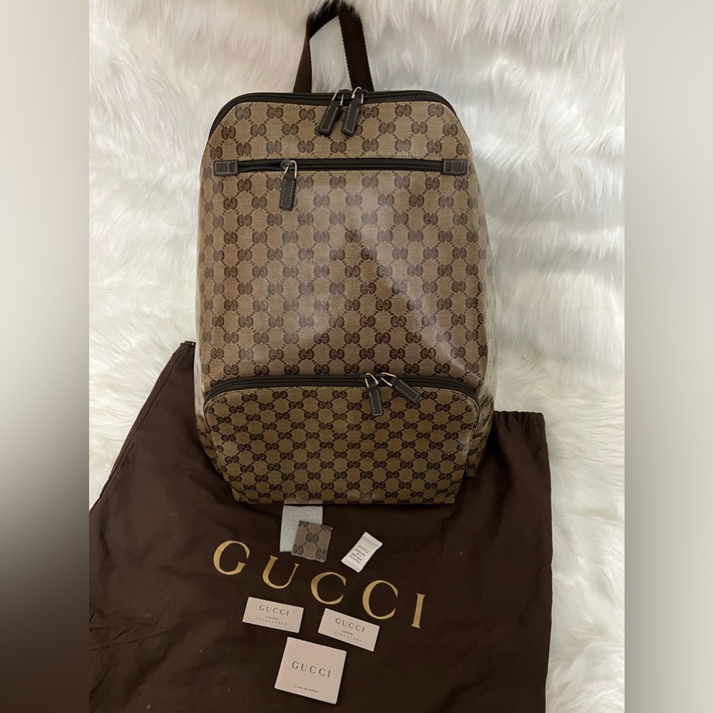 Authentic Gucci Crystal Coated Canvas Backpack (private sale:$800 + sf)